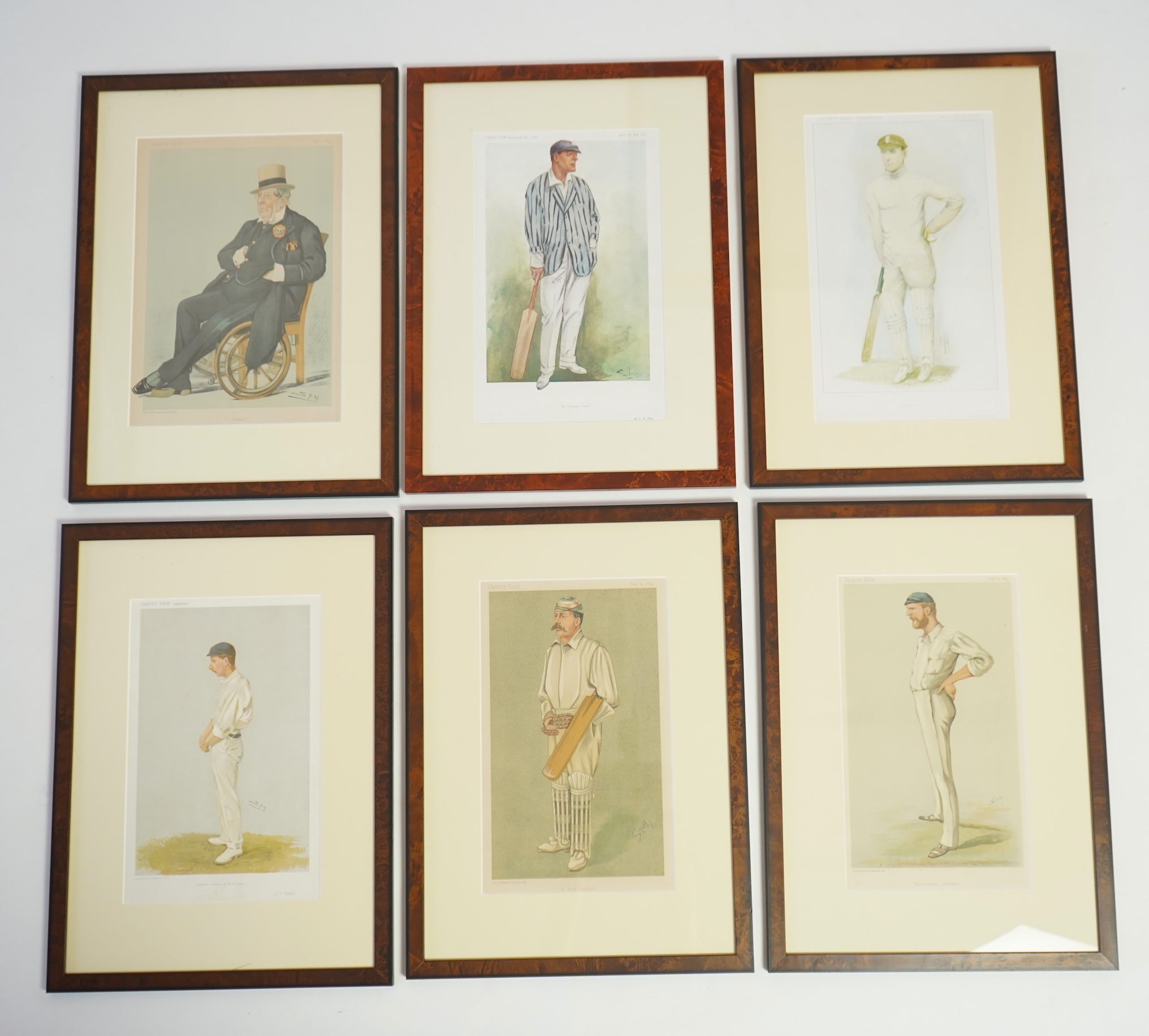 Thirty four Vanity Fair caricatures of cricketers to include Dillan and W G Grace